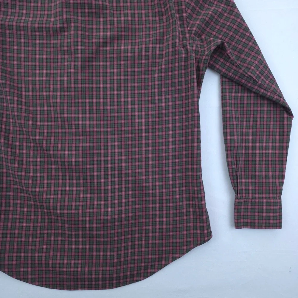Polo Ralph Lauren Mens Button Down Shirt M Burgundy Green Plaid Long‎ Sleeve
